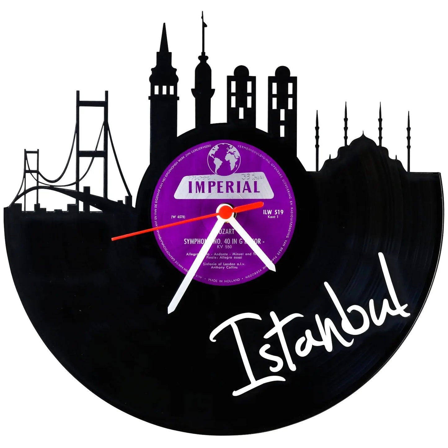 Wanduhr aus Vinyl Skyline Istanbul