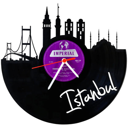 Wanduhr aus Vinyl Skyline Istanbul