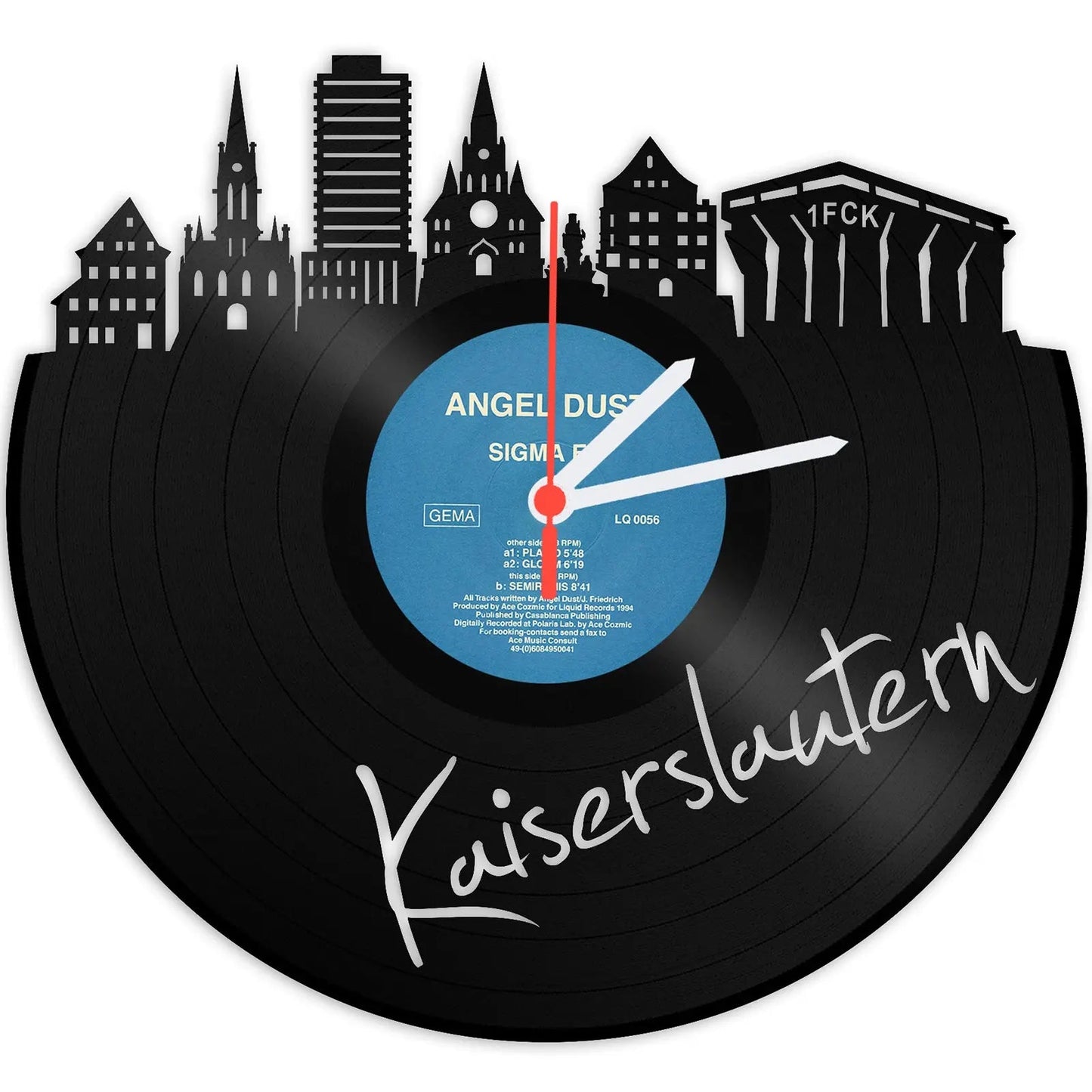 Wanduhr aus Vinyl Skyline Kaiserslautern
