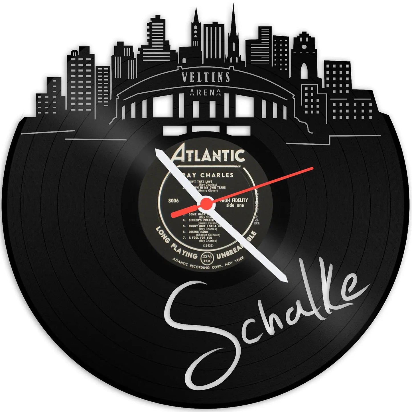 Wanduhr aus Vinyl Skyline Schalke 2017
