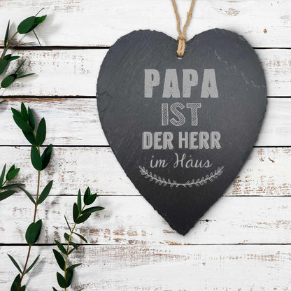 Schieferherz Papa ist der Herr im Haus