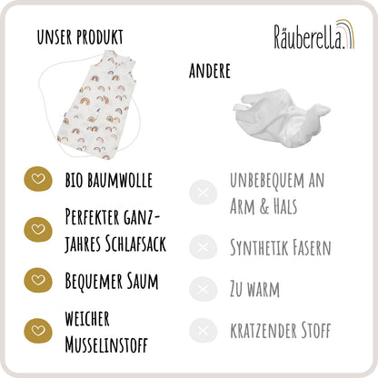 Schlafsack kurzarm Regenbogen