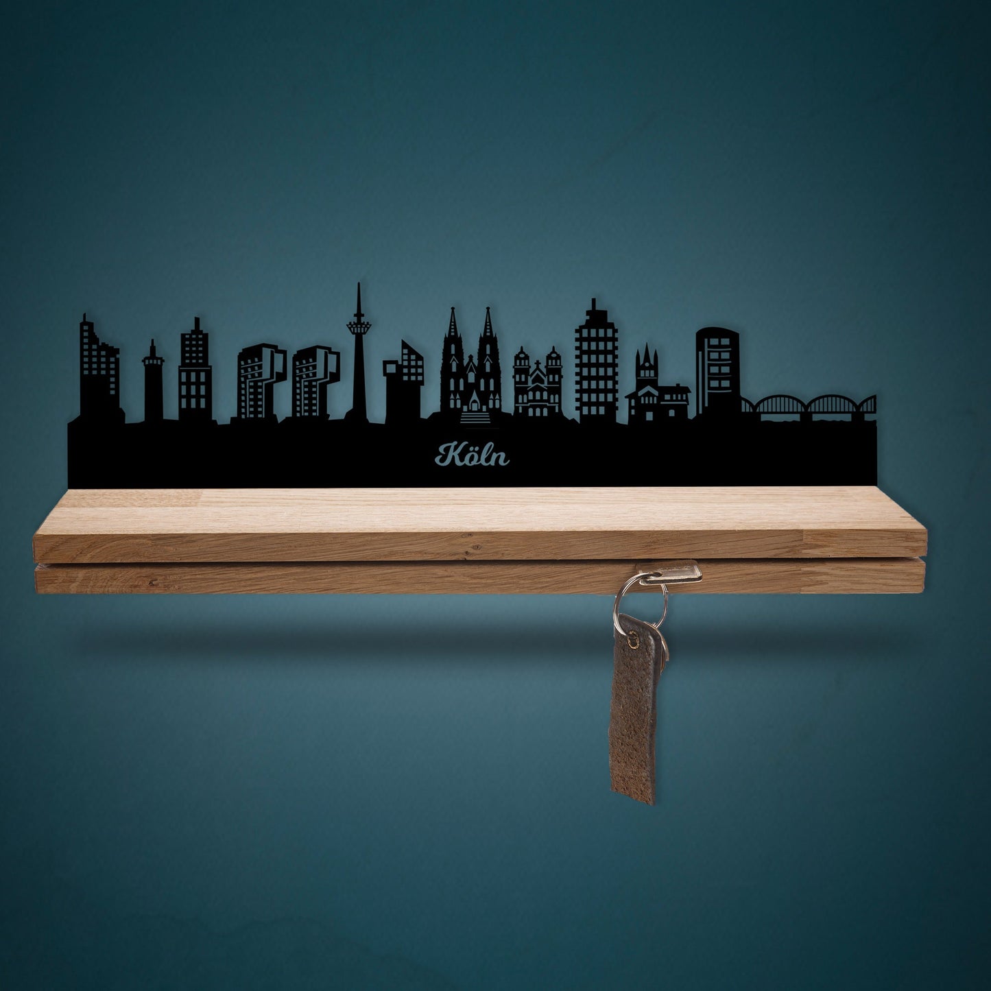 Schlüsselleiste Holz Skyline Köln