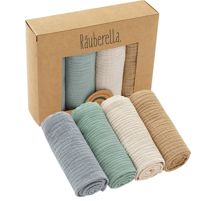 Musselin Spucktücher 4er-Pack, 60x60 cm, Baumwolle