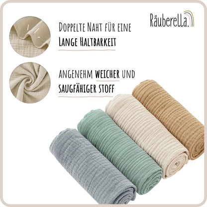 Musselin Spucktücher 4er-Pack, 60x60 cm, Baumwolle