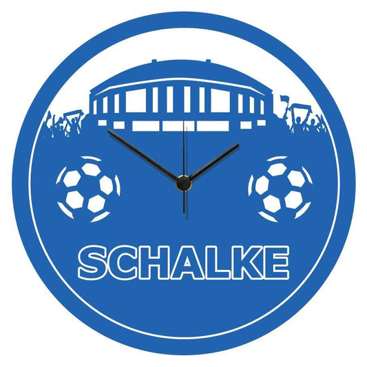 Wanduhr aus Holz Vereinsliebe Schalke - mit UV Druck