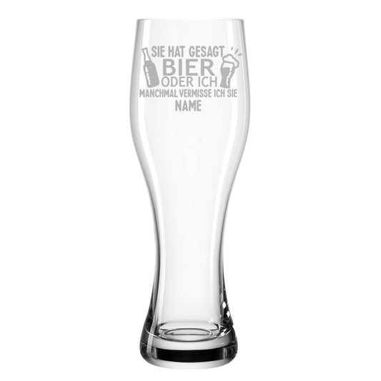 Leonardo Weizenglas "Sie hat gesagt Bier oder ich" mit Namen