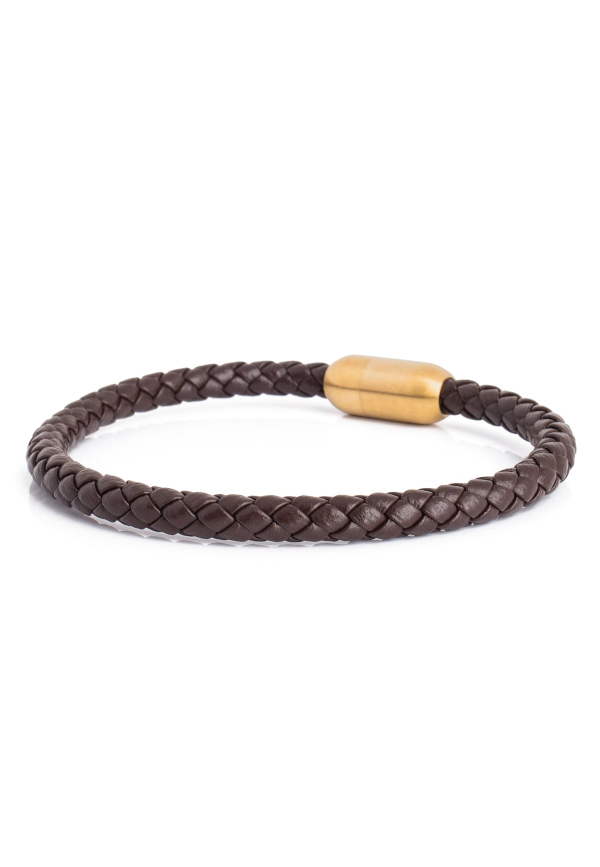 Silvus Leather Bracelet Gold - Brown