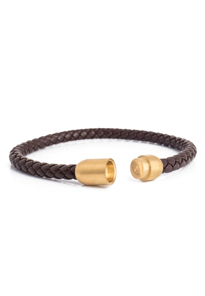 Silvus Leather Bracelet Gold - Brown