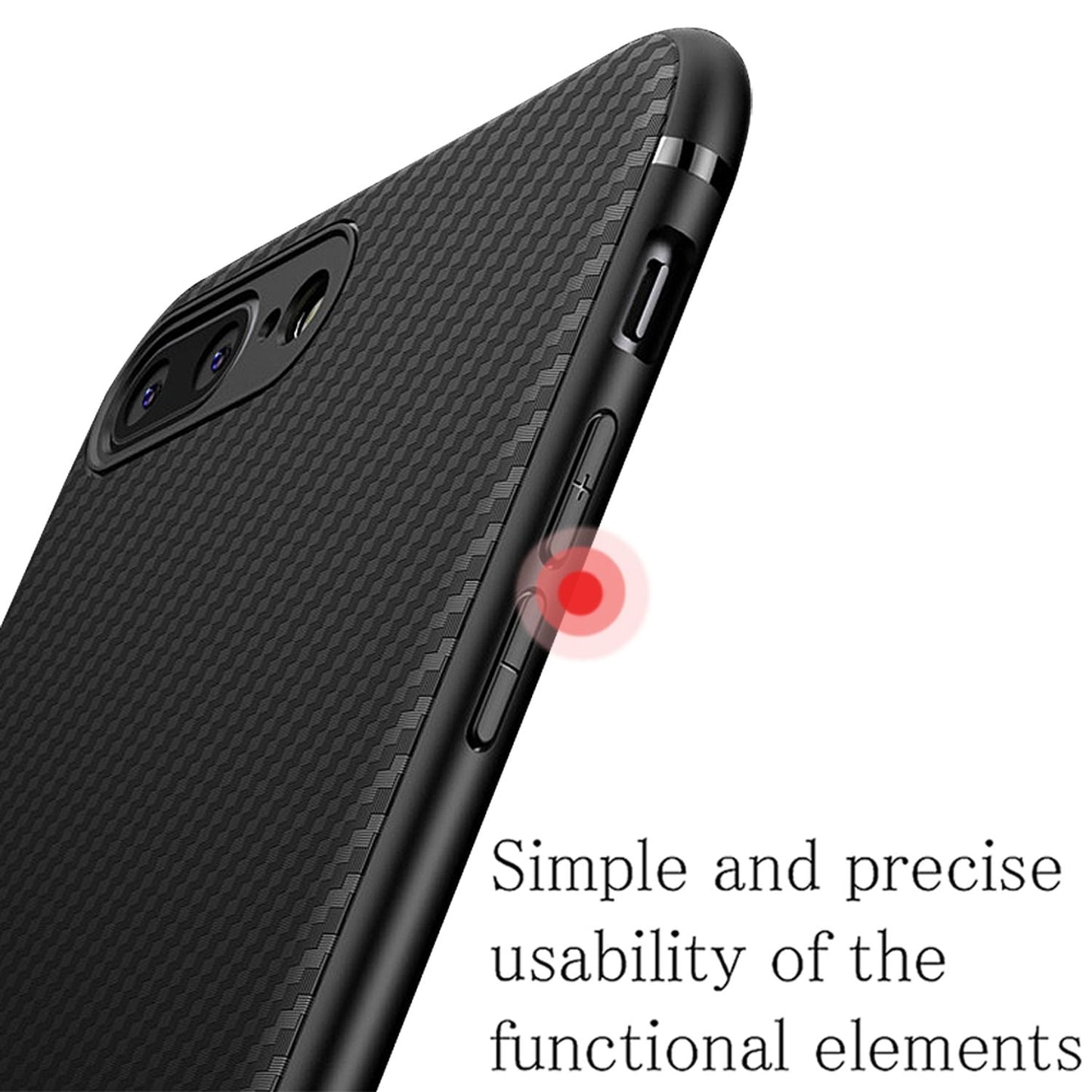 NALIA Silikonhülle für iPhone 7 Plus / 8 Plus – Rutschfest & Matt – VORTEX (Gebürstete Optik & Carbon Design) – Marke aus Berlin