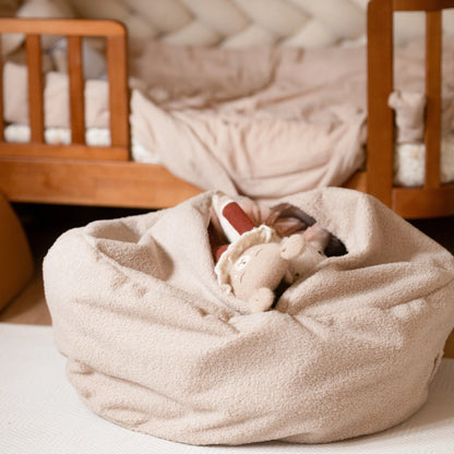 Sitzsack Bouclé – mit Stauraum, Hide & Seat