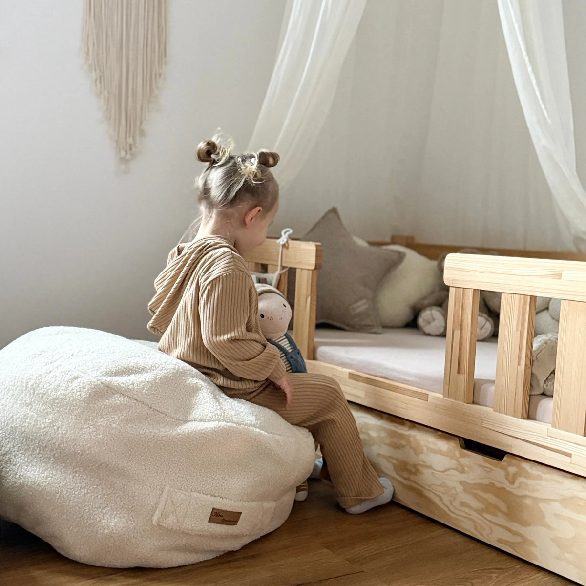 Sitzsack Bouclé – mit Stauraum, Hide & Seat