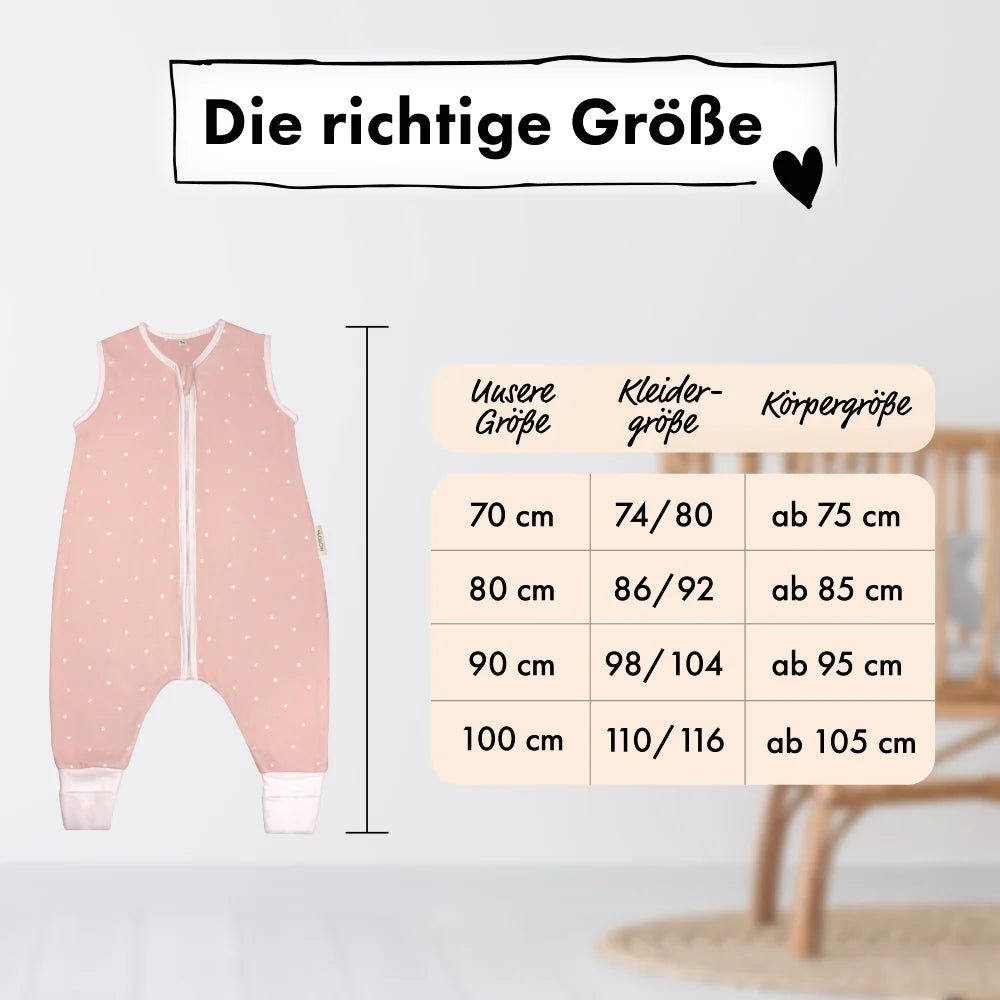 Sommer-Schlafsack mit Füßen Zarter Tupfen Rosé