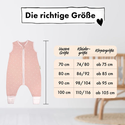 Sommer-Schlafsack mit Füßen Zarter Tupfen Rosé