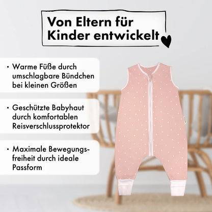 Sommer-Schlafsack mit Füßen Zarter Tupfen Rosé