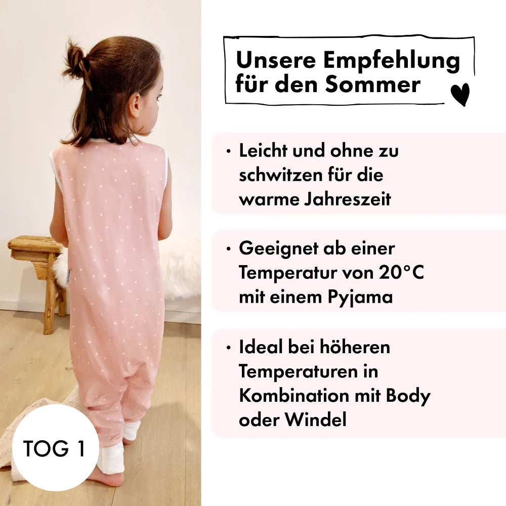 Sommer-Schlafsack mit Füßen Zarter Tupfen Rosé