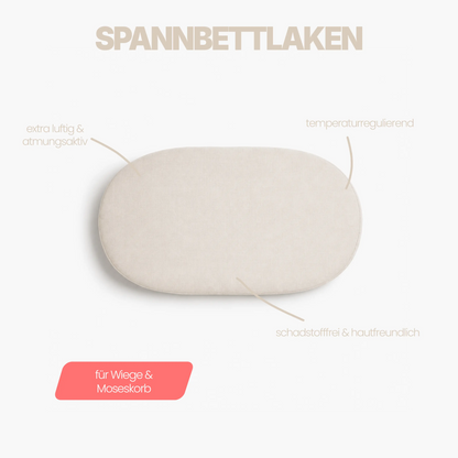 Spannbettlaken Bio-Baumwolle – für Wiege & Moseskorb