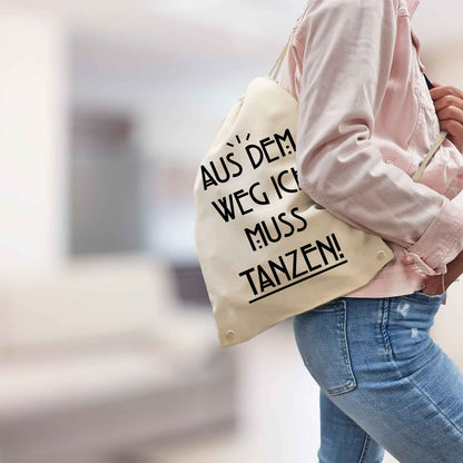 Bedruckter Turnbeutel mit Spruch Ich muss tanzen