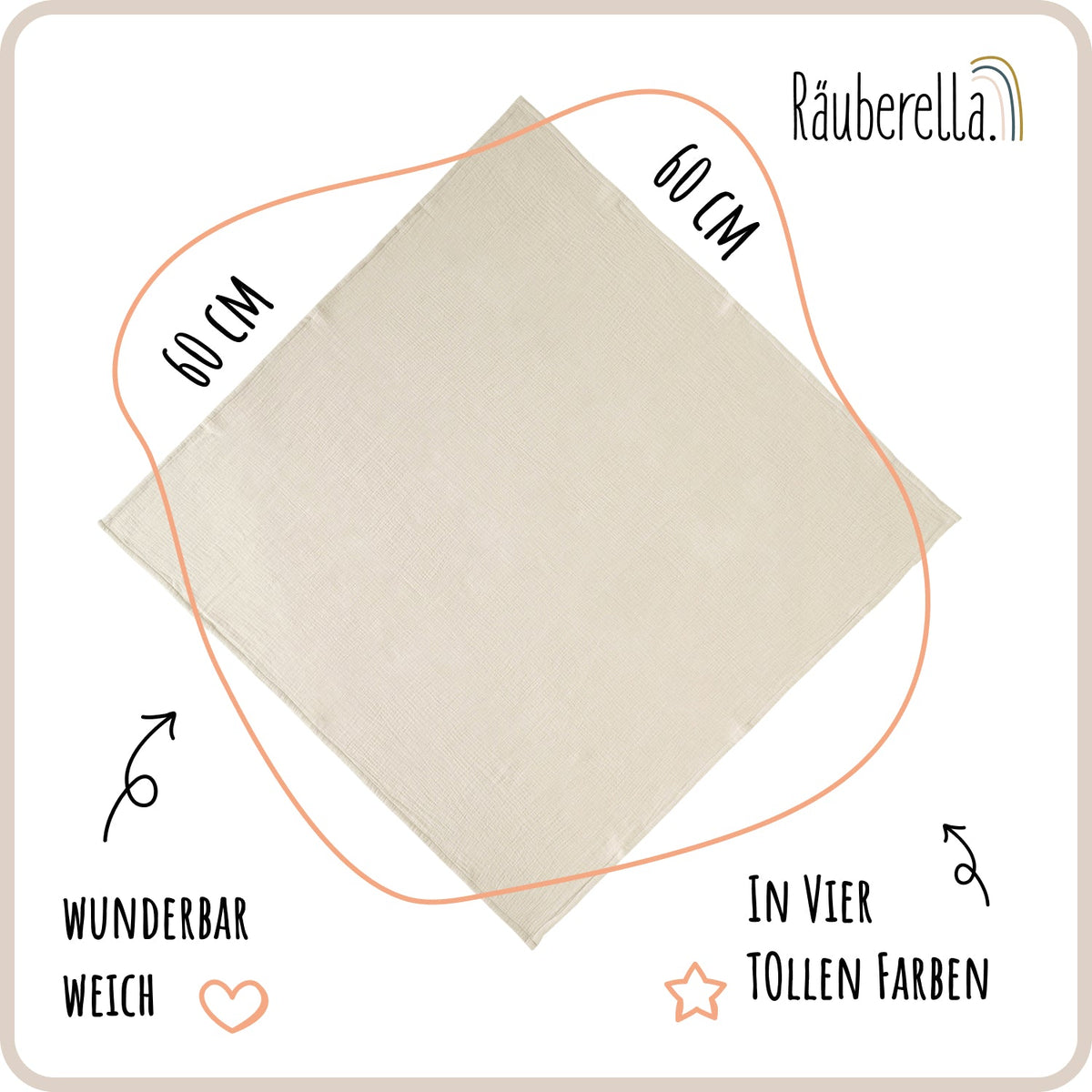 Musselin Spucktücher 4er-Pack, 60x60 cm, Baumwolle
