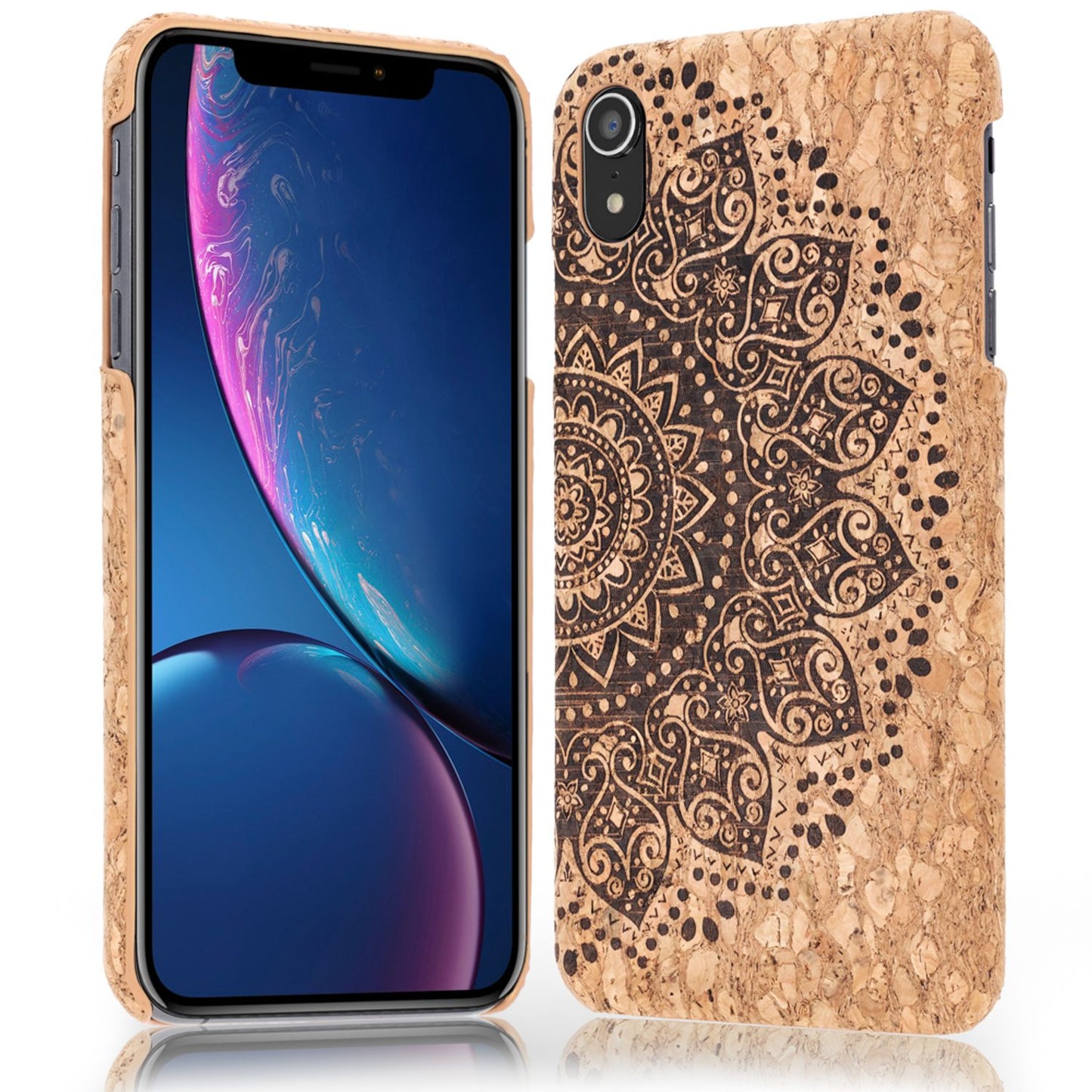 NALIA Kork Hülle kompatibel mit iPhone XR, Handyhülle Natur-Holz Look Handy-Tasche Cover Case, Dünn Ultra-Slim Hardcase Schutzhülle Etui, Backcover Bumper Handy-Tasche