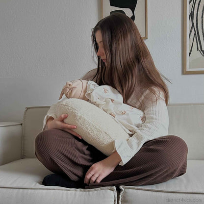 Stillkissen U-Form Teddystoff Boucle mit abnehmbaren Bezug – ergonomisches Mondstillkissen
