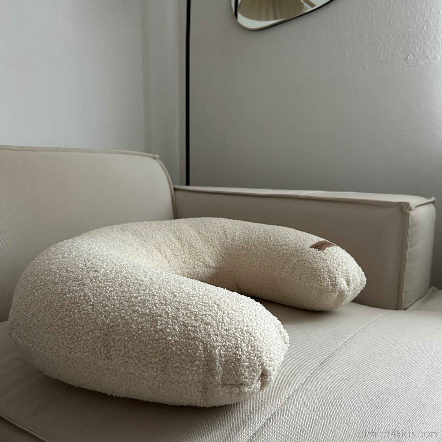 Stillkissen U-Form Teddystoff Boucle mit abnehmbaren Bezug – ergonomisches Mondstillkissen