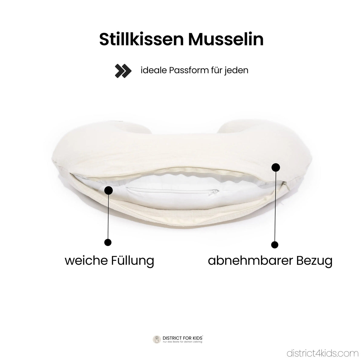 Stillkissen-Ersatzbezug Musselin – U-Form