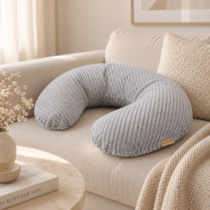 U-shaped corduroy nursing pillow with removable cover - ergonomic moon-shaped nursing pillow