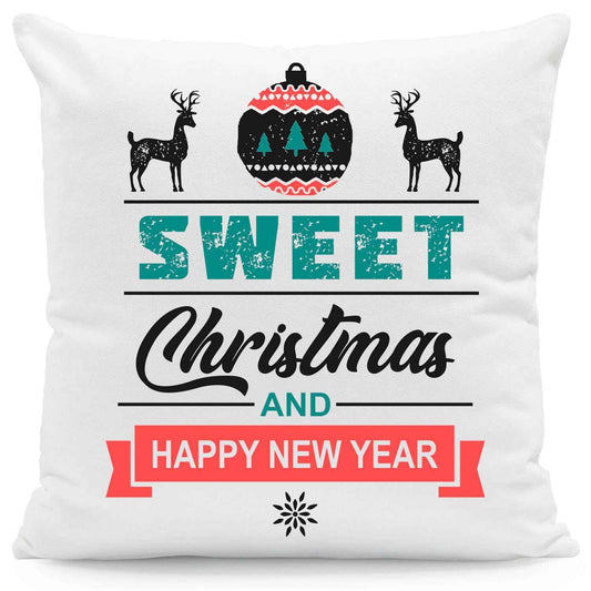 Kissen mit Weihnachtsmotiv - Sweet Christmas and Happy New Year - Weihnachtsdeko - Frauen & Männer
