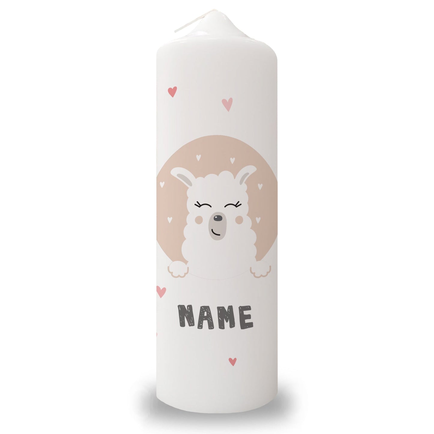 Große Kerze "Lama" mit Namen, Datum & Gewicht zur Geburt