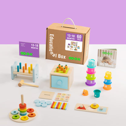 Montessori Educational Box, 13-18 Monate, 6-in-1, Lernspielzeug für Kleinkinder
