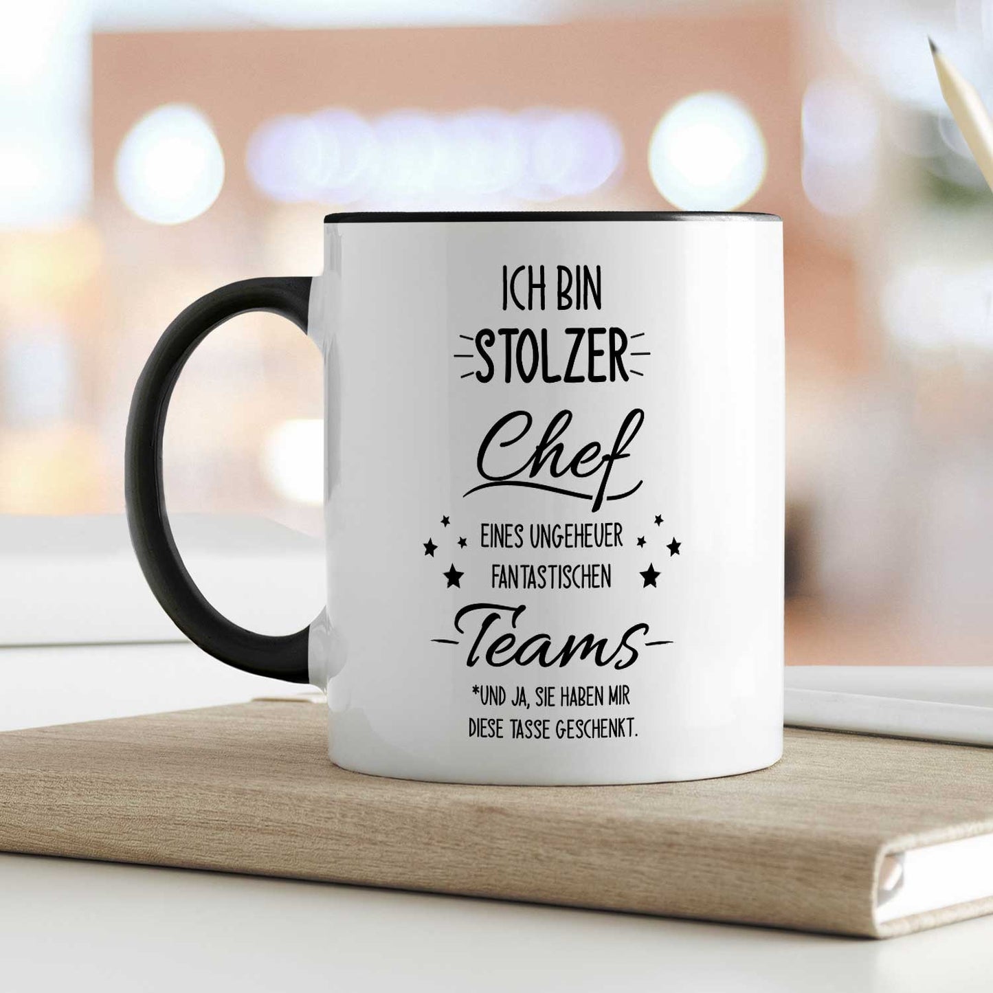 Bedruckte Tasse mit Spruch Stolzer Chef