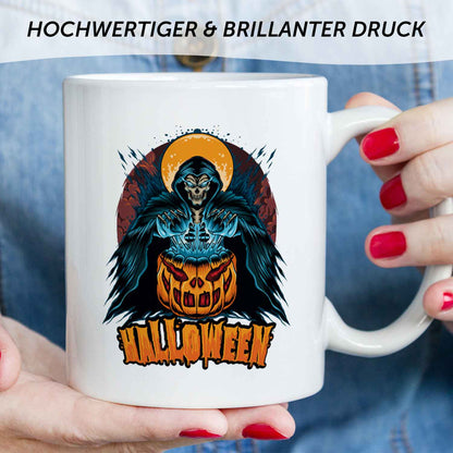 Bedruckte Tasse mit Motiv im Halloween Reaper Design