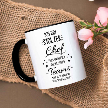 Bedruckte Tasse mit Spruch Stolzer Chef