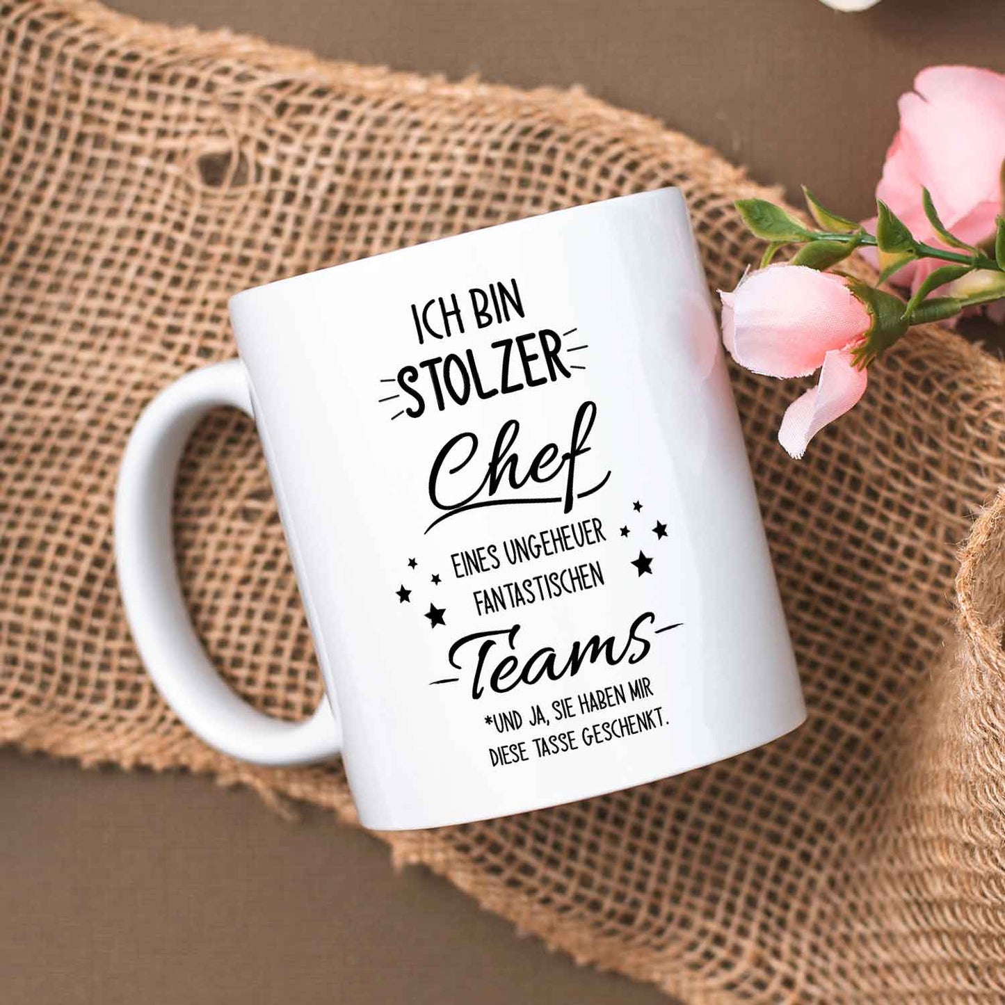 Bedruckte Tasse mit Spruch Stolzer Chef