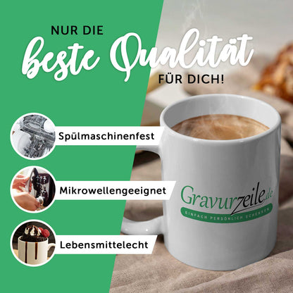 Bedruckte Tasse Faultier in Rente - Personalisiert mit Name