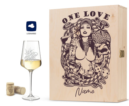 Leonardo Weinglas mit Gravur "Tattoo Girl One Love"