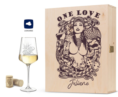 Leonardo Weinglas mit Gravur "Tattoo Girl One Love"