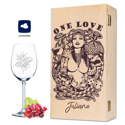 Leonardo Weinglas mit Gravur "Tattoo Girl One Love"