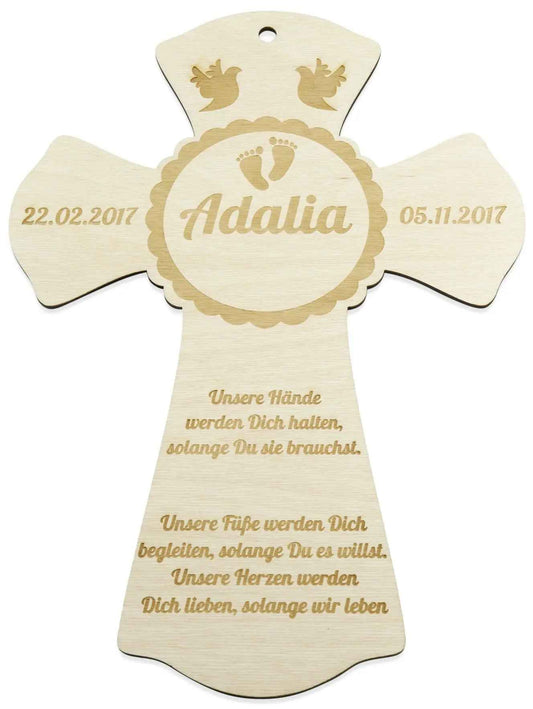 Taufkreuz aus Holz mit Namen