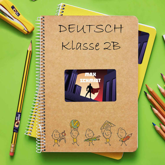 Schuletiketten mit Namen - Superheld Design - 100 Aufkleber in verschiedenen Größen