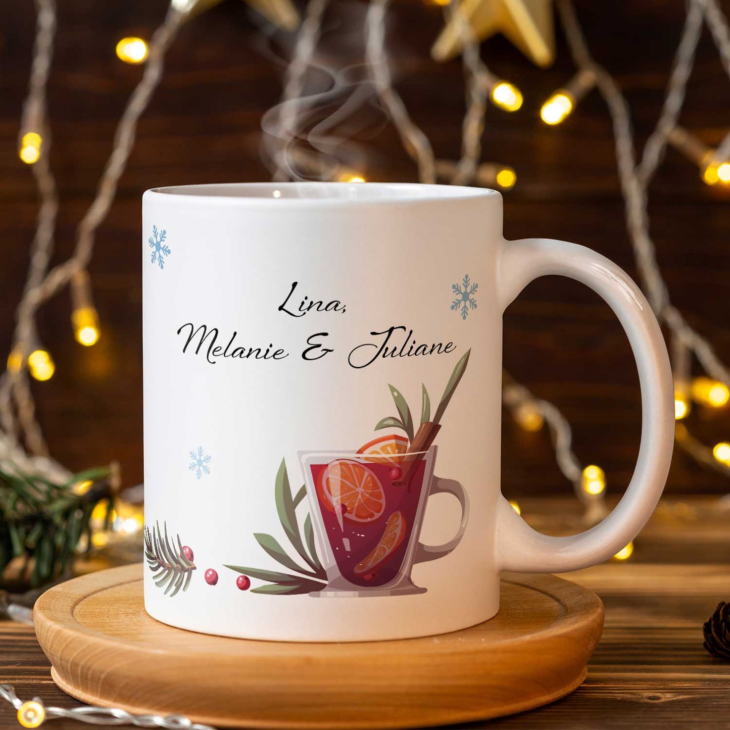 Bedruckte Tasse mit Weihnachtsmotiv - Mädels Glühwein mit Namen