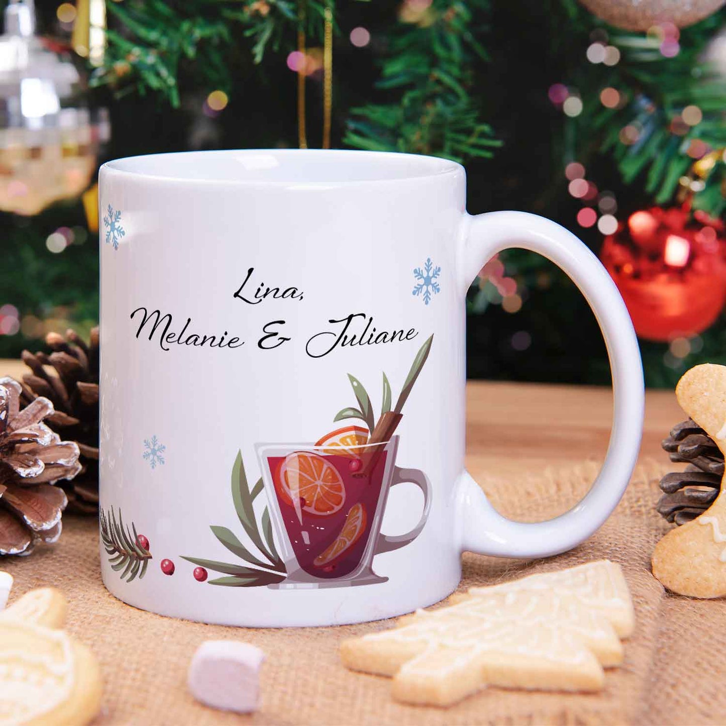 Bedruckte Tasse mit Weihnachtsmotiv - Mädels Glühwein mit Namen