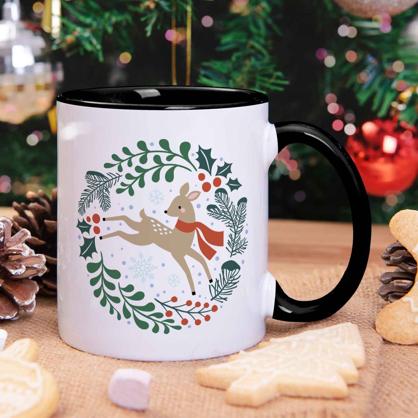 Bedruckte Tasse mit Weihnachtsmotiv - Winterreh