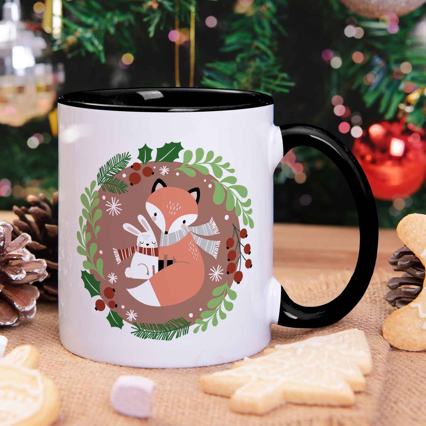 Bedruckte Tasse mit Weihnachtsmotiv - Winterfuchs