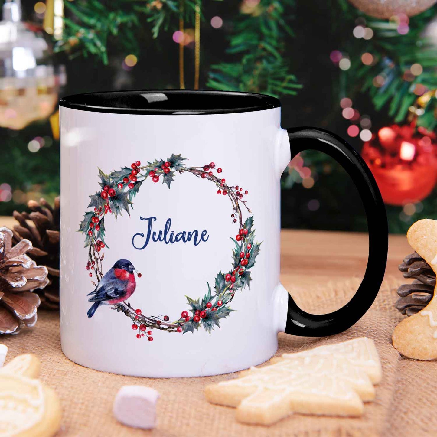 Bedruckte Tasse mit Weihnachtsmotiv - Weihnachtskranz
