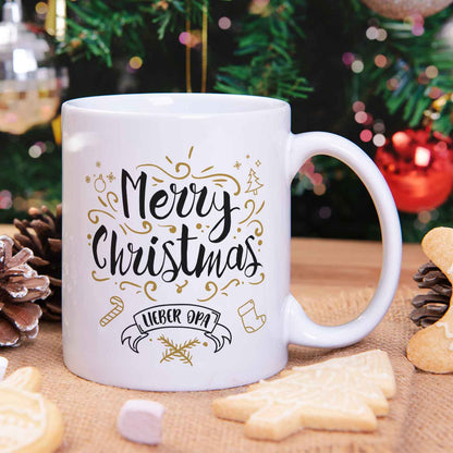Bedruckte Tasse mit Weihnachtsmotiv im Merry Christmas Lieber Opa Design