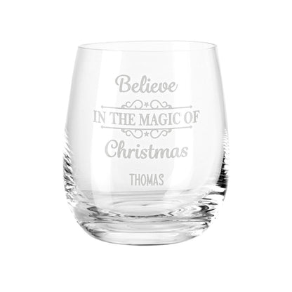 Teelicht mit Gravur - Weihnachtsdeko - Believe in the Magic of Christmas - Personalisiert mit Name