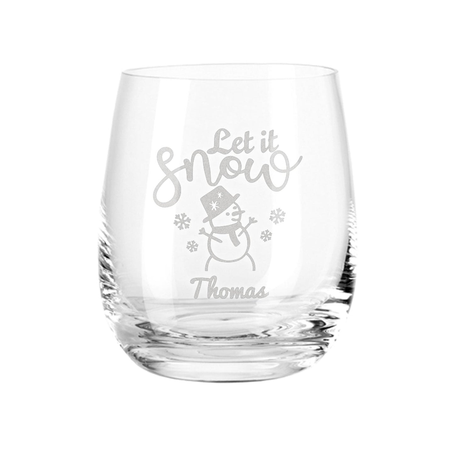 Teelicht mit Gravur - Weihnachtsdeko - Let it snow - Personalisiert mit Name
