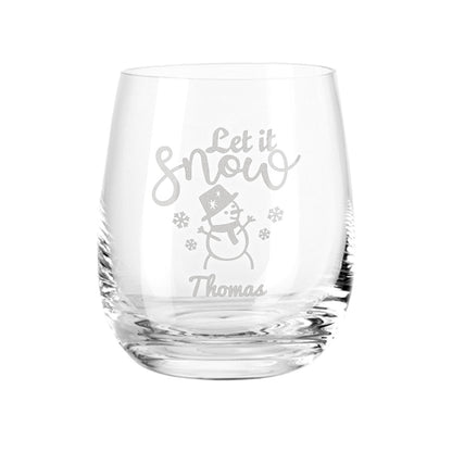 Teelicht mit Gravur - Weihnachtsdeko - Let it snow - Personalisiert mit Name